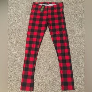 Plaid Red and Black Kids Leggings